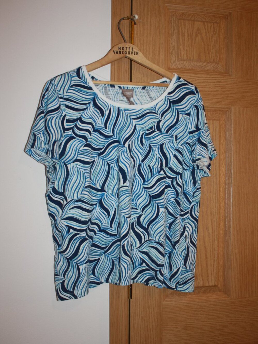 Chico's 3 XL Blue patterned T-Shirt short Sleeve